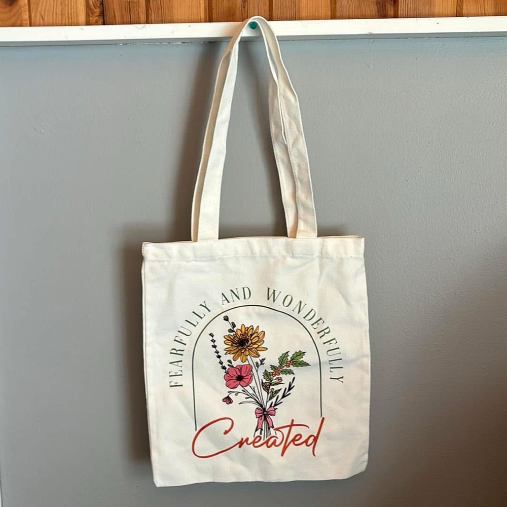 Fearfully and wonderfully made religious tote bag canvas new